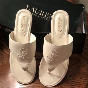 Lauren Ralph Lauren White Leather Sandals. Size 7B